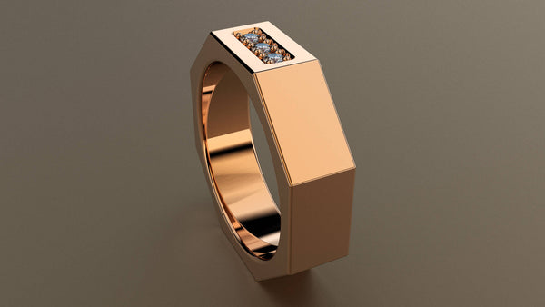 Polished Rose Gold Diamond 6mm Octagon Wedding Band