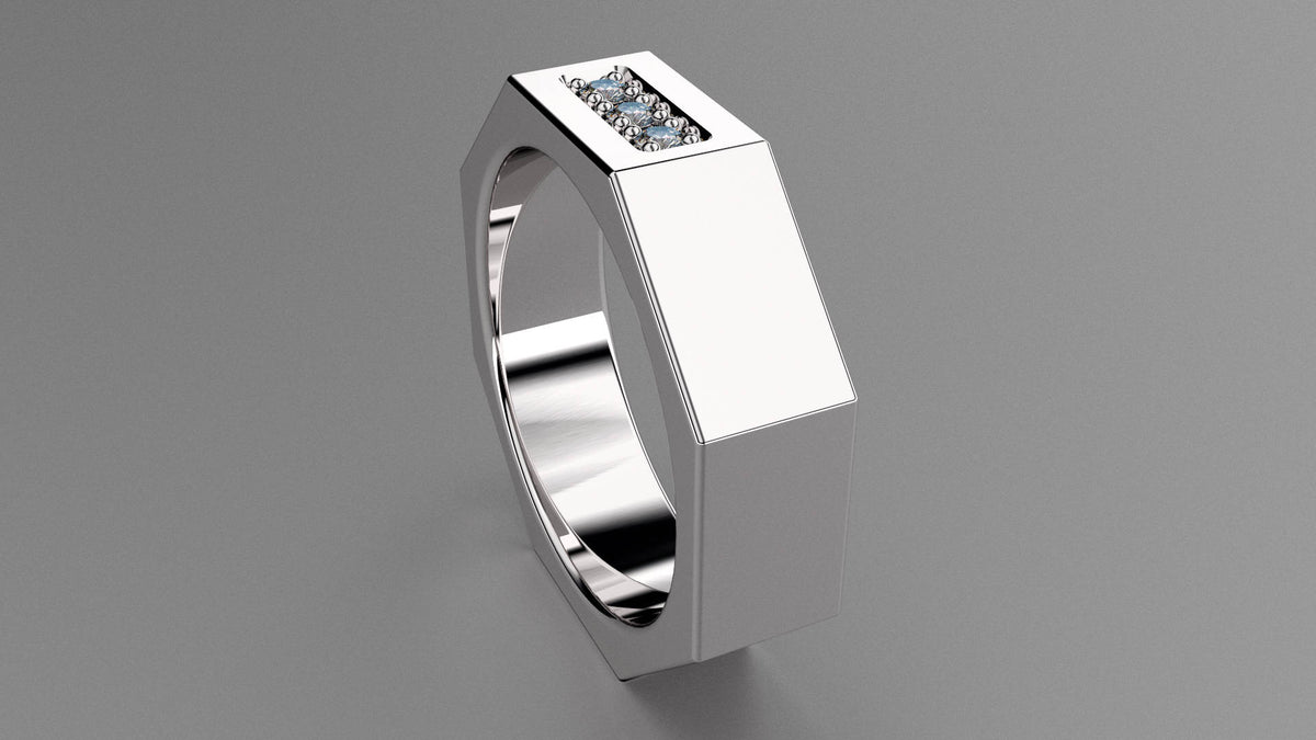 Polished Sterling Silver Diamond 6mm Octagon Wedding Band
