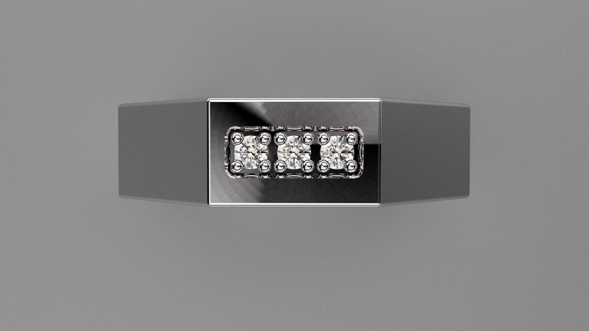 Polished Sterling Silver Diamond 6mm Octagon Wedding Band