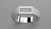 Brushed Sterling Silver Diamond 6mm Octagon Wedding Band