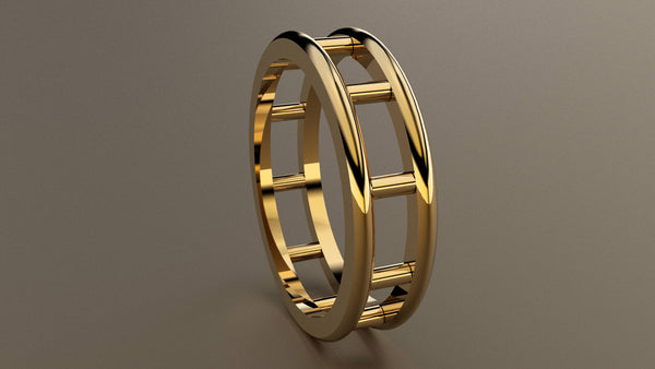 Polished Yellow Gold 6mm Open Bar Wedding Band