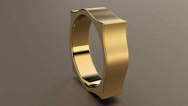 Brushed Yellow Gold 6mm Pointed Square Wedding Band