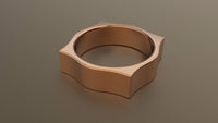 Brushed Rose Gold 6mm Pointed Square Wedding Band