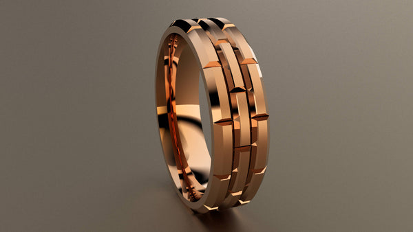 Brushed Rose Gold 6mm Brick Wedding Band