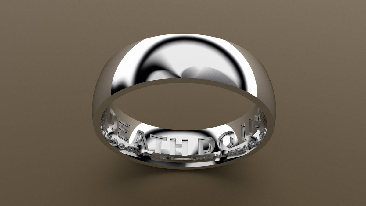 Polished White Gold 6mm Interior Message Wedding Band