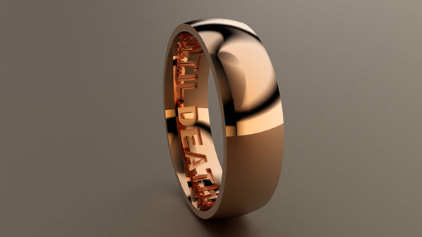 Polished Rose Gold 6mm Interior Message Wedding Band