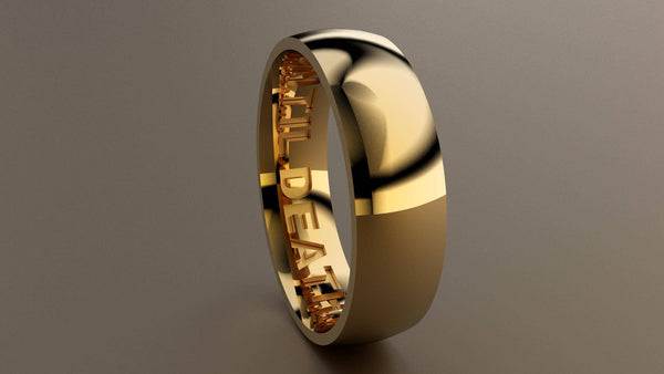 Polished Yellow Gold 6mm Interior Message Wedding Band