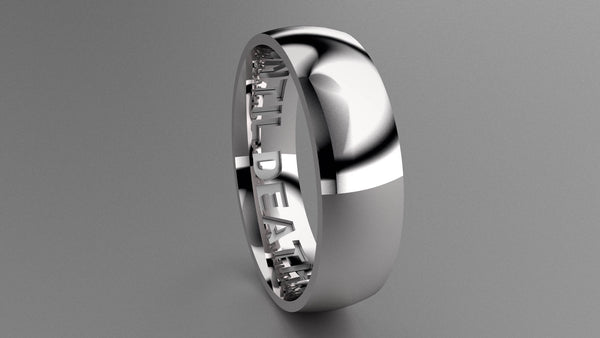 Polished Sterling Silver 6mm Interior Message Wedding Band