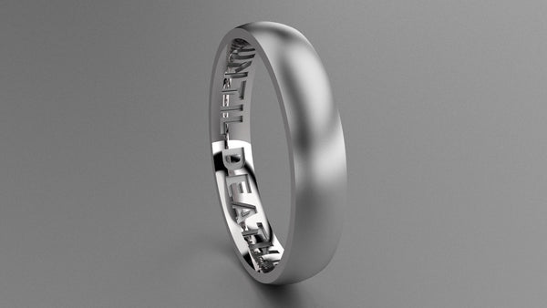 Brushed Sterling Silver 4mm Interior Message Wedding Band