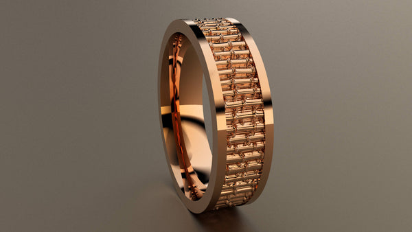 Polished Rose Gold 6mm Bamboo Wedding Band