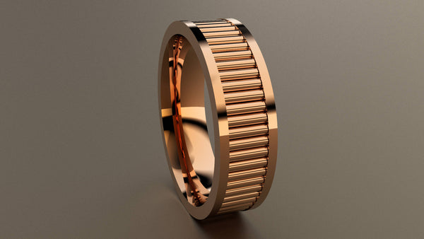 Polished Rose Gold 6mm Fluted Wedding Band