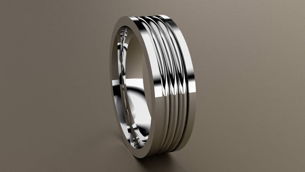 Polished White Gold 6mm Fluted Wedding Band