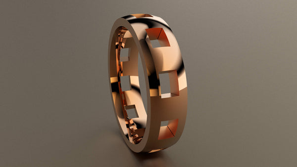 Polished Rose Gold 6mm Cutout Wedding Band