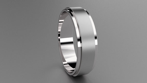Brushed Sterling Silver 6mm Step Edge Wedding Band