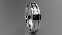 Polished Sterling Silver 6mm Double V Groove Wedding Band