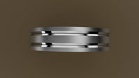 Brushed White Gold 6mm Double V Groove Wedding Band