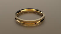 Brushed Yellow Gold 3mm Single V Groove Wedding Band