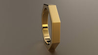 Brushed Yellow Gold 4mm Octagon Bolt Wedding Band