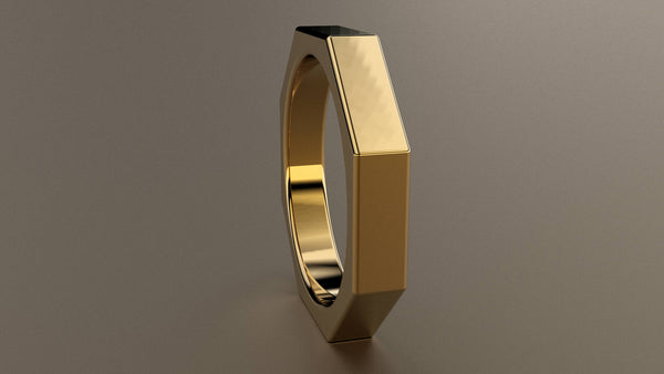 Polished Yellow Gold 4mm Octagon Bolt Wedding Band