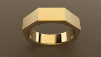 Brushed Yellow Gold 6mm Octagon Bolt Wedding Band