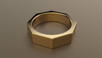Brushed Yellow Gold 6mm Octagon Bolt Wedding Band