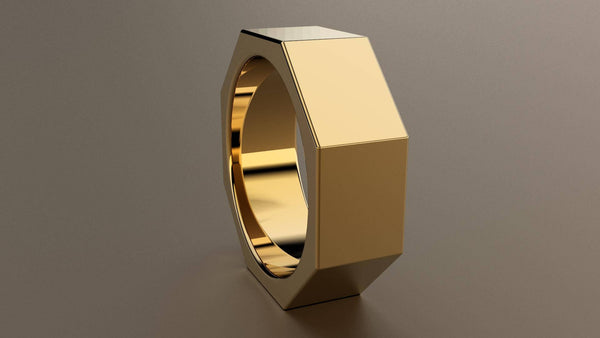 Polished Yellow Gold 8mm Octagon Bolt Wedding Band