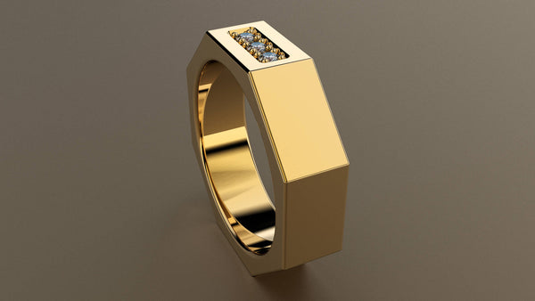 Polished Yellow Gold Diamond 6mm Octagon Wedding Band