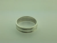 Polished Sterling Silver 6mm Double Groove Wedding Band
