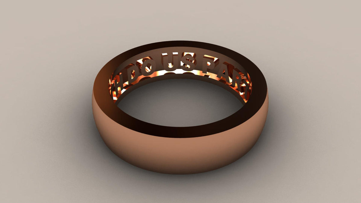 Polished Rose Gold 6mm Domed Interior Message Wedding Band